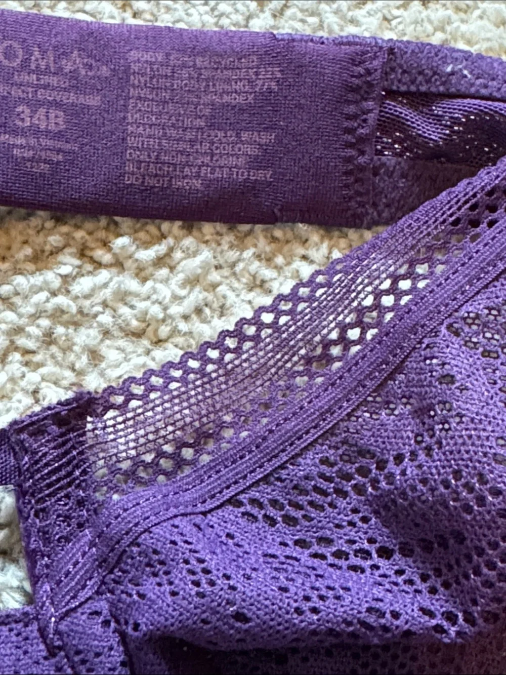 Soma Deep Purple Lace Underwire Bra and Bikini Set